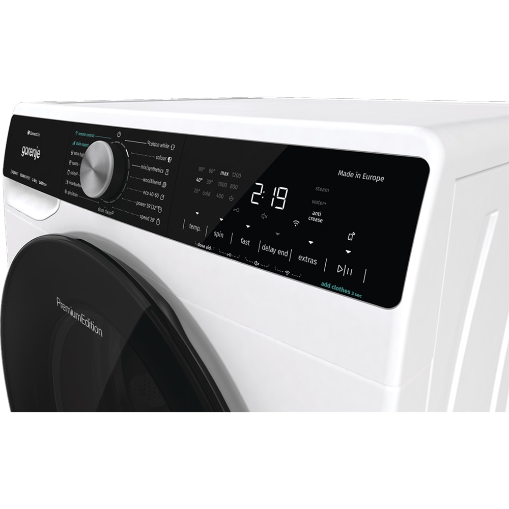 Masina de spalat rufe frontala GORENJE WNS94A1TWIFI, SteamTech, 9 kg, 1400rpm, Clasa A, Wi-Fi, alb