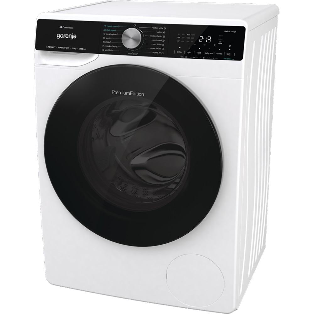 Masina de spalat rufe frontala GORENJE WNS94A1TWIFI, SteamTech, 9 kg, 1400rpm, Clasa A, Wi-Fi, alb