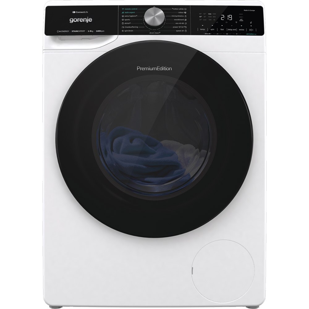 Masina de spalat rufe frontala GORENJE WNS94ATWIFI, SteamTech, 9 kg, 1400rpm, Clasa A, alb