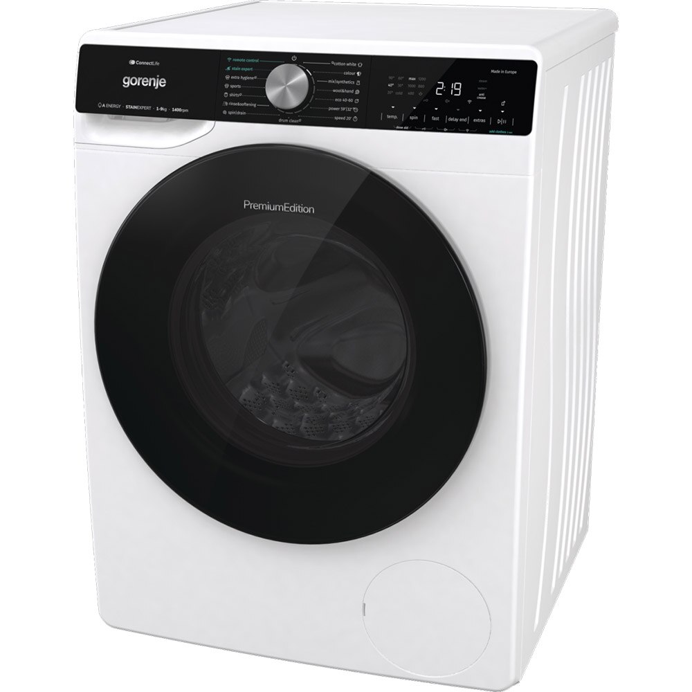 Masina de spalat rufe frontala GORENJE WNS94ATWIFI, SteamTech, 9 kg, 1400rpm, Clasa A, alb