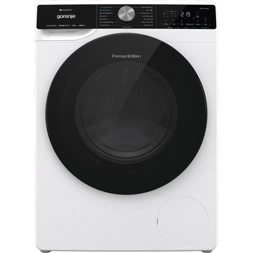 Masina de spalat rufe frontala GORENJE WNS94ATWIFI, SteamTech, 9 kg, 1400rpm, Clasa A, alb