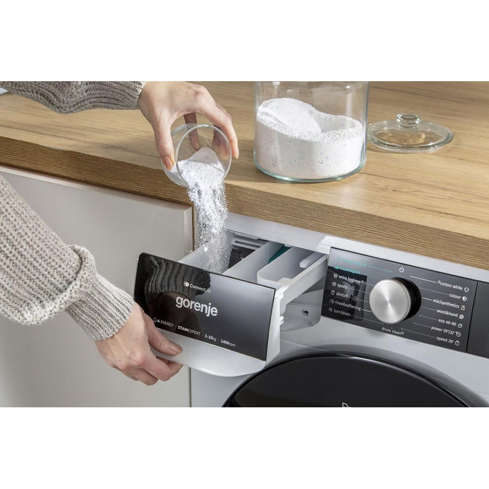 Masina de spalat rufe frontala GORENJE WNS94ATWIFI, SteamTech, 9 kg, 1400rpm, Clasa A, alb