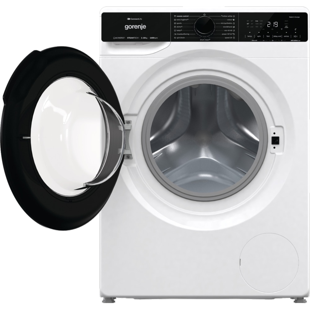 Masina de spalat rufe frontala GORENJE WPNA14A3PWIFI, SteamTech, 10 kg, 1400rpm, Clasa A, Wi-Fi, alb