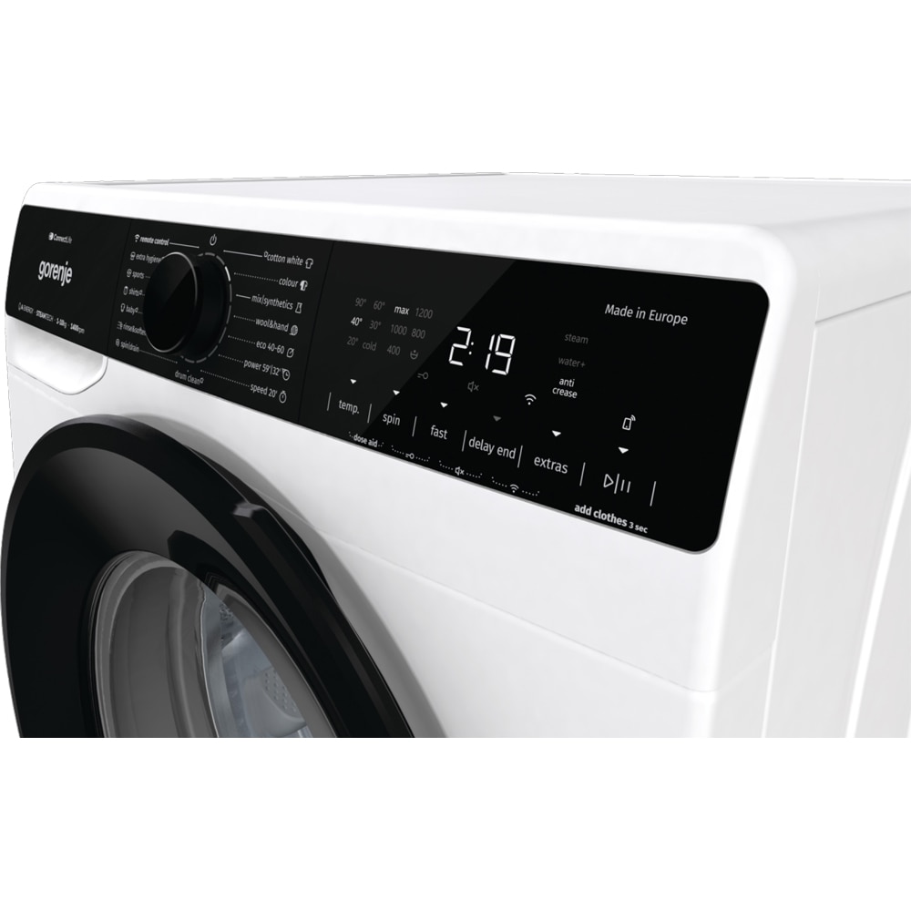 Masina de spalat rufe frontala GORENJE WPNA14A3PWIFI, SteamTech, 10 kg, 1400rpm, Clasa A, Wi-Fi, alb