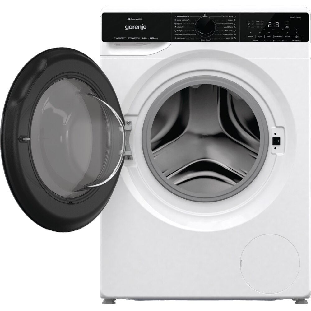 Masina de spalat rufe frontala GORENJE WPNA84A2TSWIFI, SteamTech, 8 kg, 1400rpm, Clasa A, Wi-Fi, alb