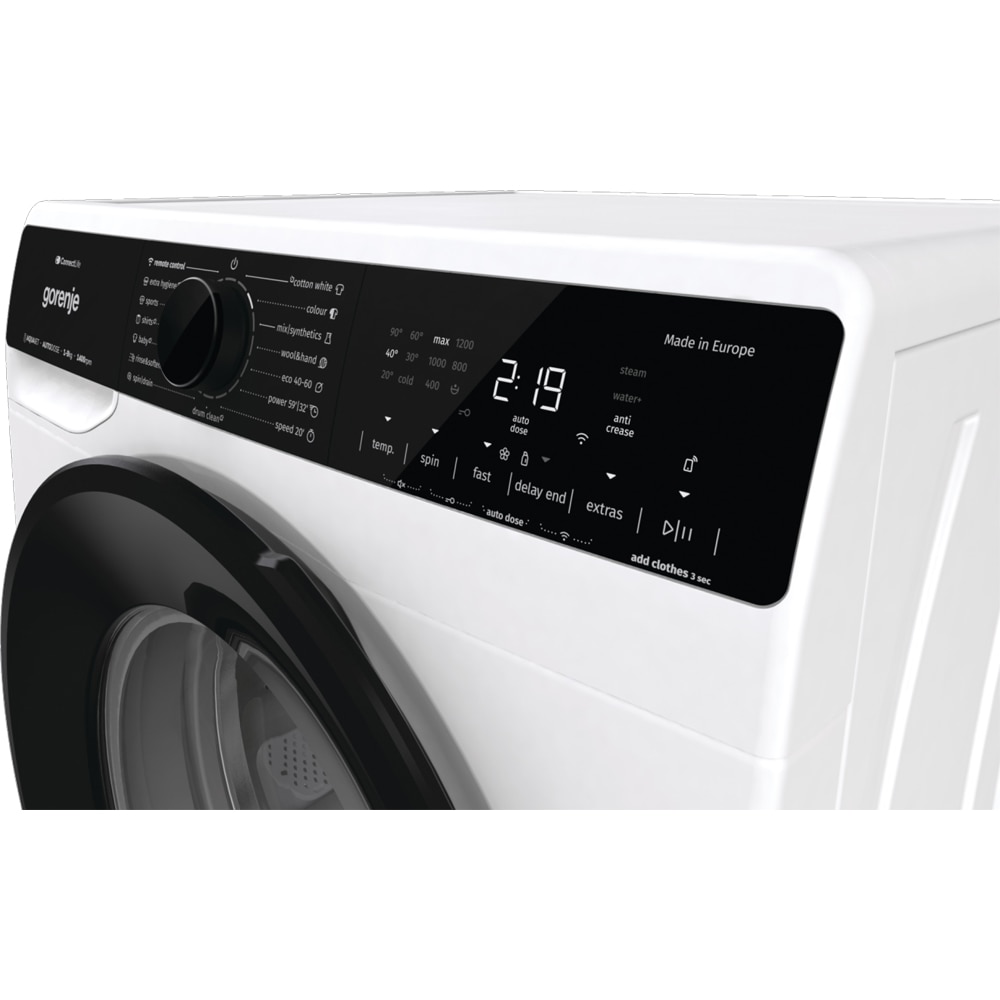 Masina de spalat rufe frontala GORENJE WPNA94A1ALPWIFI, SteamTech, 9 kg, 1400rpm, Clasa A, Wi-Fi, alb