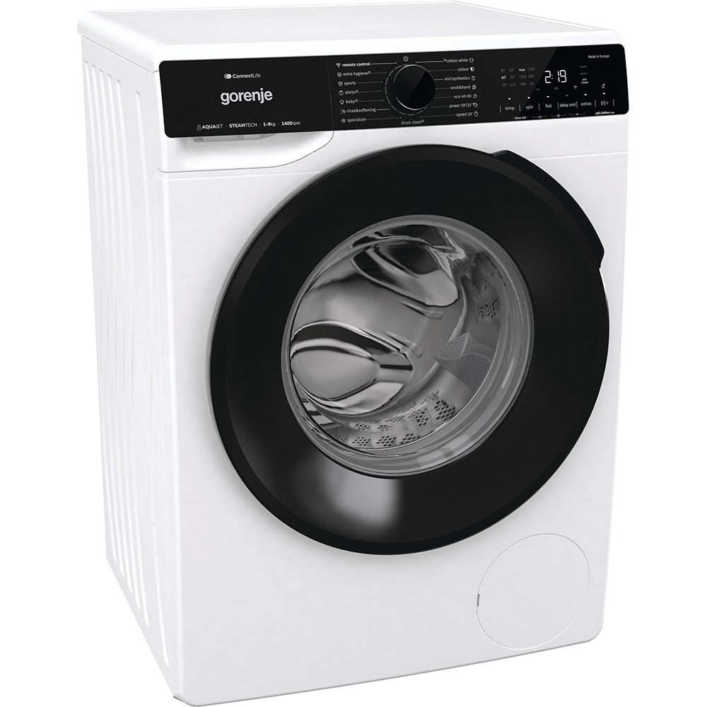 Masina de spalat rufe frontala GORENJE WPNA94A1PWIFI, SteamTech, 9 kg, 1400rpm, Clasa A, Wi-Fi, alb
