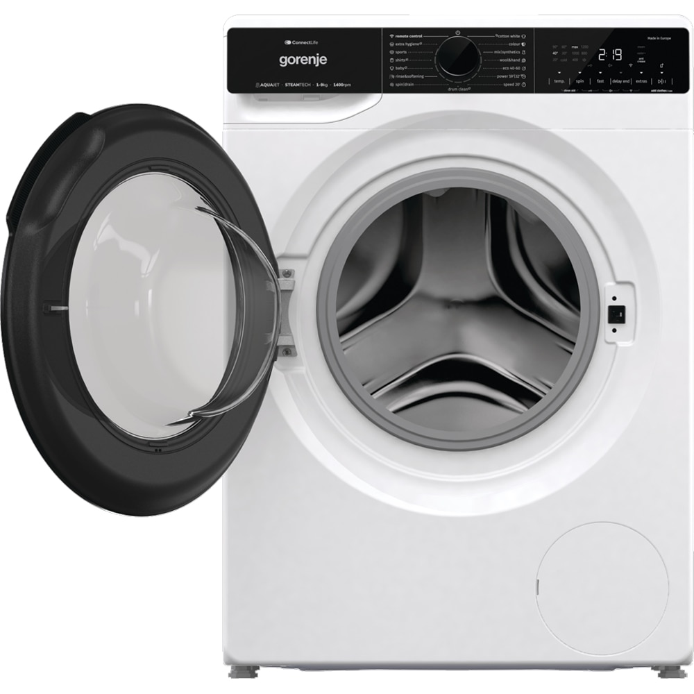 Masina de spalat rufe frontala GORENJE WPNA94A1PWIFI, SteamTech, 9 kg, 1400rpm, Clasa A, Wi-Fi, alb