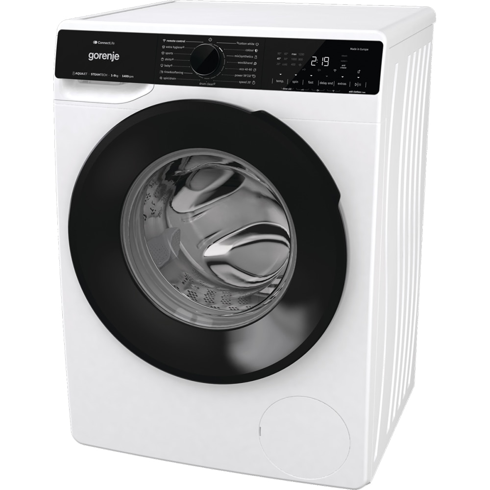 Masina de spalat rufe frontala GORENJE WPNA94A1PWIFI, SteamTech, 9 kg, 1400rpm, Clasa A, Wi-Fi, alb