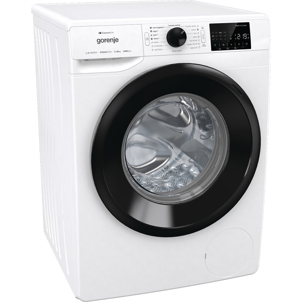 Masina de spalat rufe frontala GORENJE WPNEI14A2SWIFI, SteamTech, 10 kg, 1400rpm, Clasa A, Wi-Fi, alb
