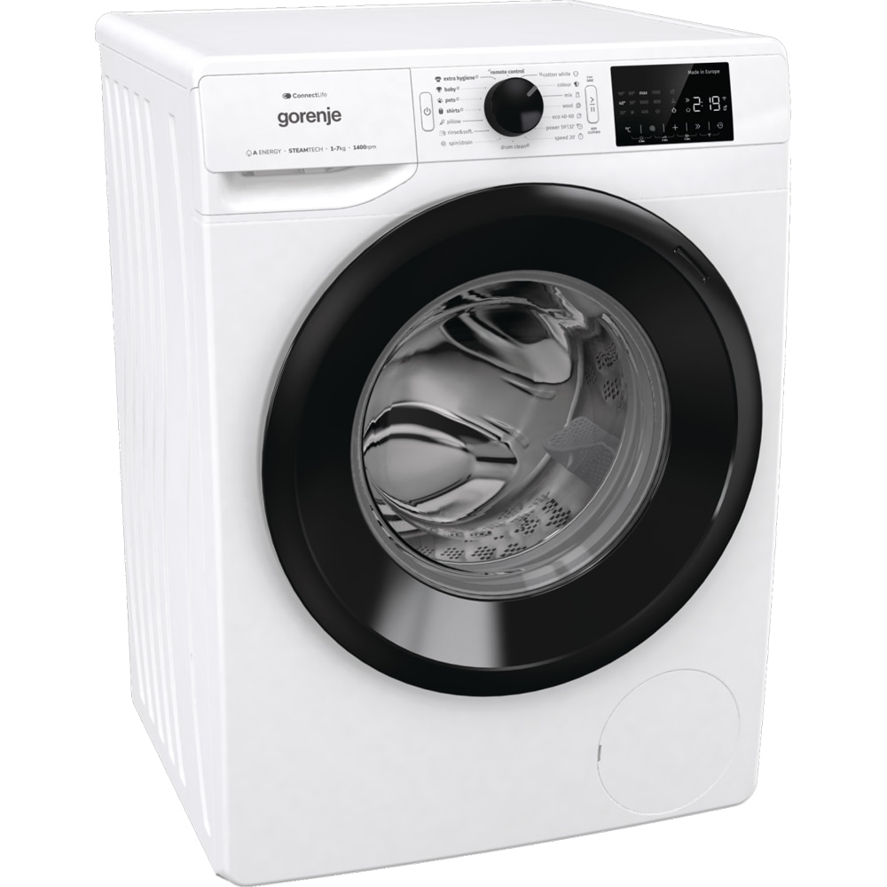 Masina de spalat rufe frontala GORENJE WPNEI74A1SWIFI, SteamTech, 7 kg, 1400rpm, Clasa A, Wi-Fi, alb