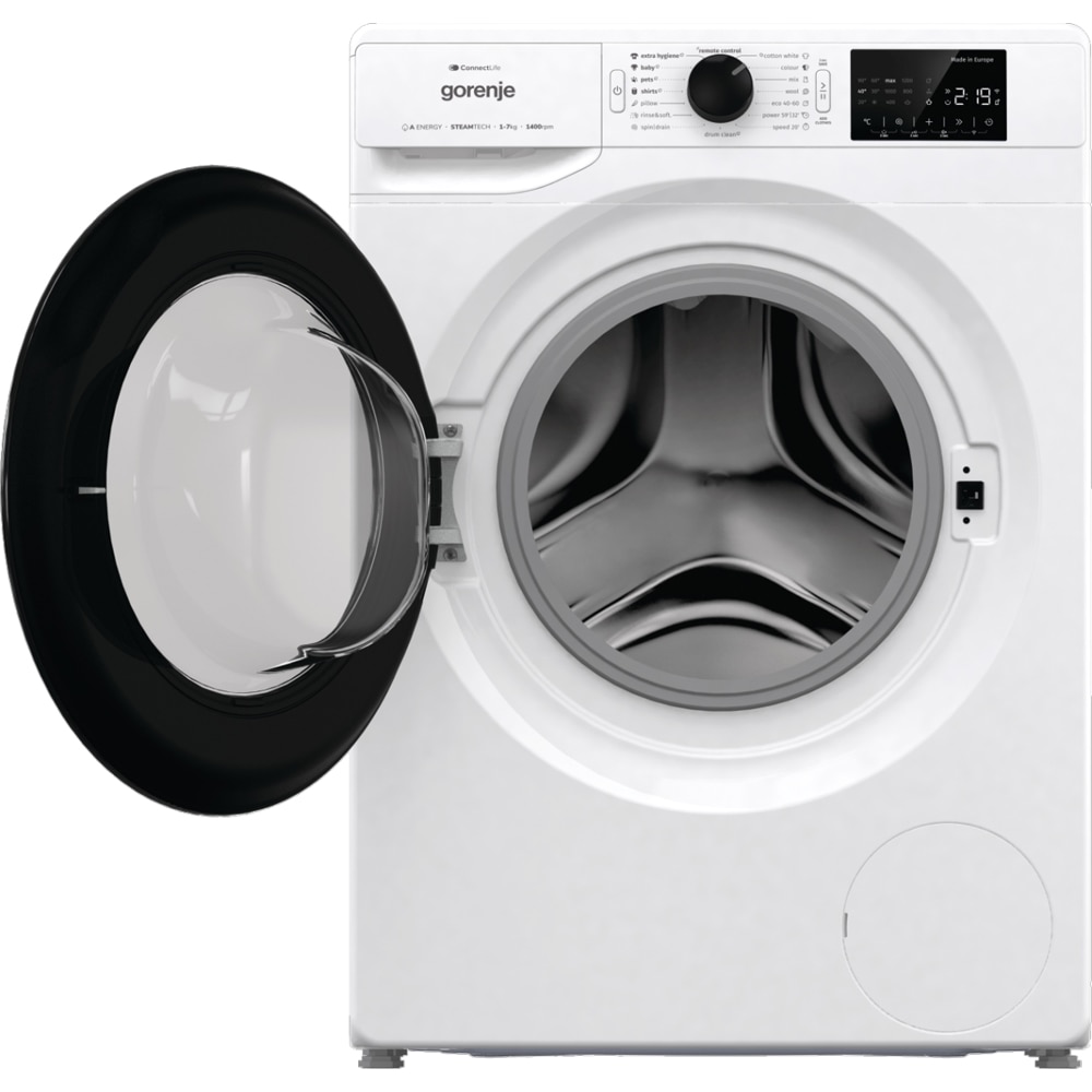 Masina de spalat rufe frontala GORENJE WPNEI74A1SWIFI, SteamTech, 7 kg, 1400rpm, Clasa A, Wi-Fi, alb