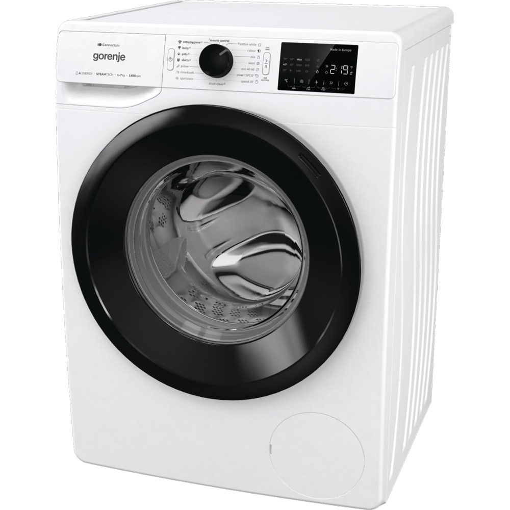 Masina de spalat rufe frontala GORENJE WPNEI74A1SWIFI, SteamTech, 7 kg, 1400rpm, Clasa A, Wi-Fi, alb