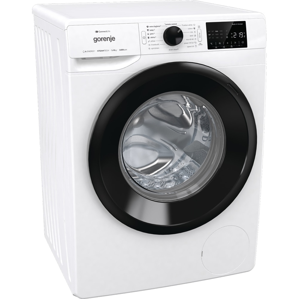 Masina de spalat rufe frontala GORENJE WPNEI84A1SWIFI, SteamTech, 8 kg, 1400rpm, Clasa A, Wi-Fi, alb