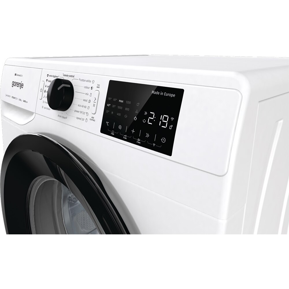 Masina de spalat rufe frontala GORENJE WPNEI84A1SWIFI, SteamTech, 8 kg, 1400rpm, Clasa A, Wi-Fi, alb