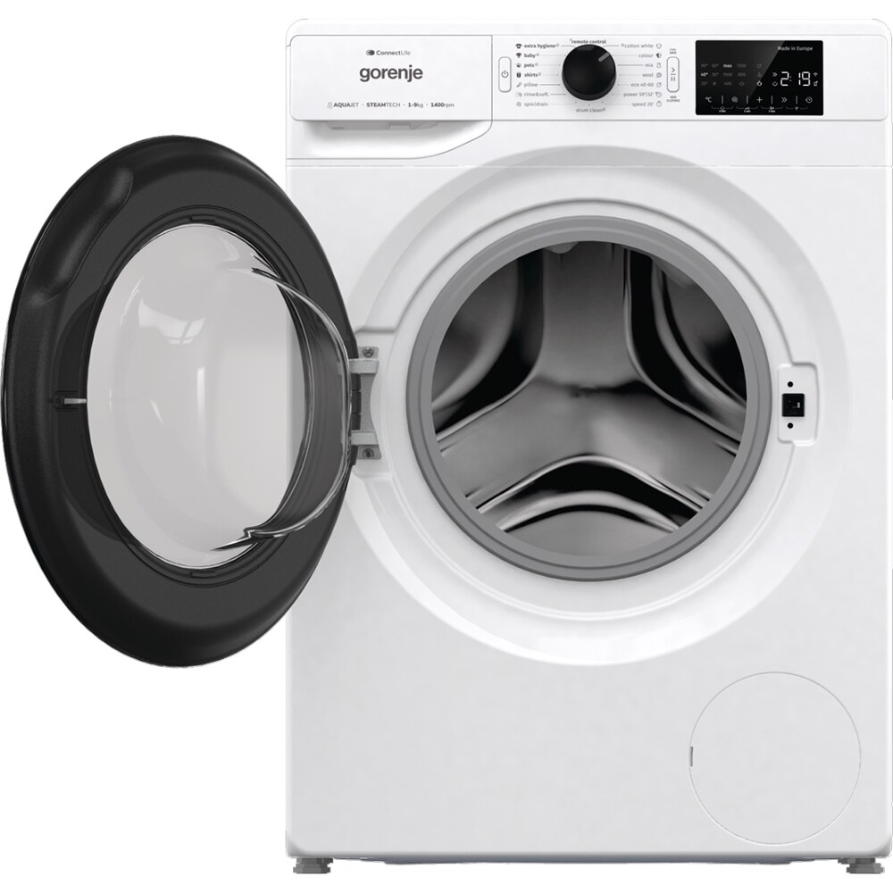 Masina de spalat rufe frontala GORENJE WPNEI94A1SWIFI, SteamTech, 9 kg, 1400rpm, Clasa A, Wi-Fi, alb