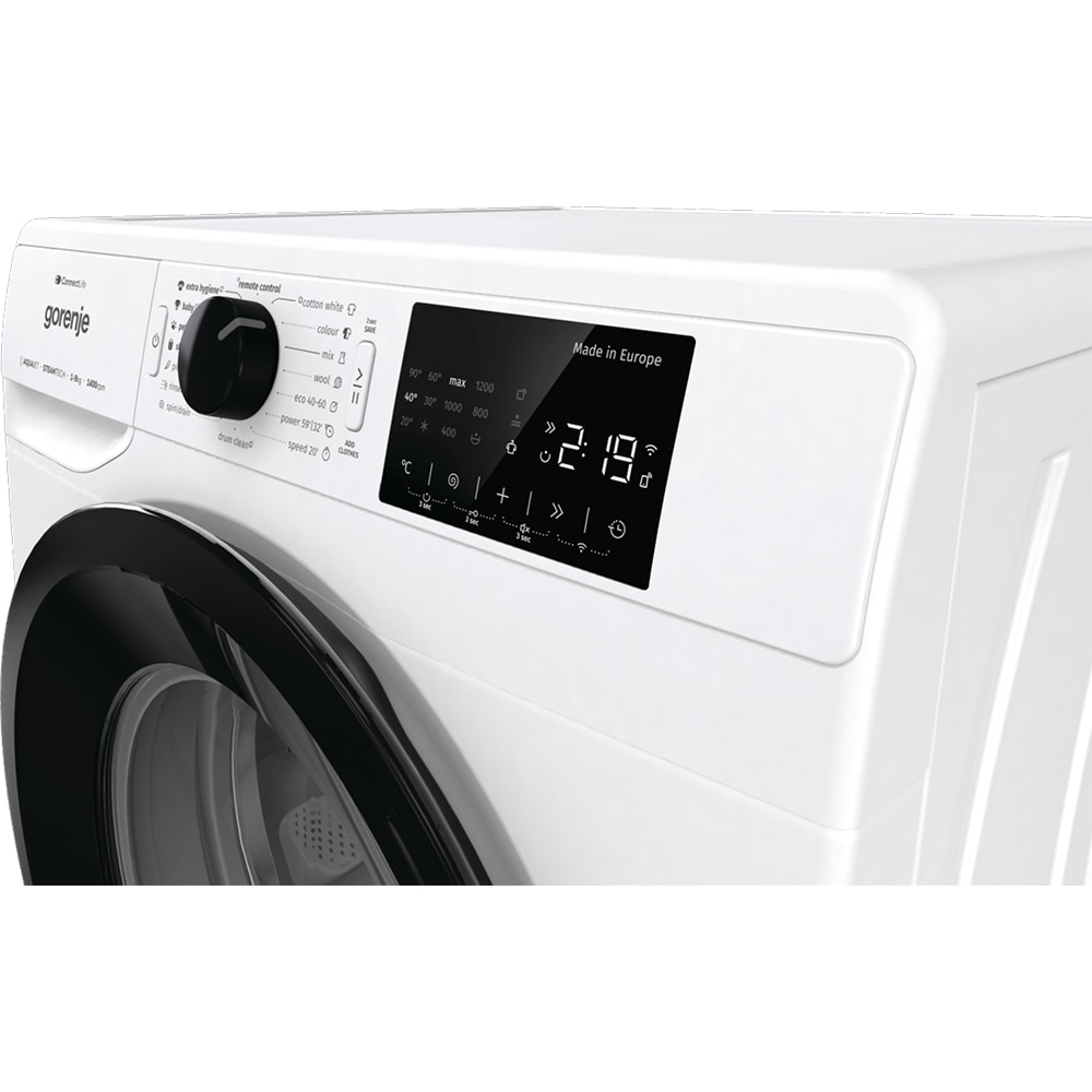 Masina de spalat rufe frontala GORENJE WPNEI94A1SWIFI, SteamTech, 9 kg, 1400rpm, Clasa A, Wi-Fi, alb