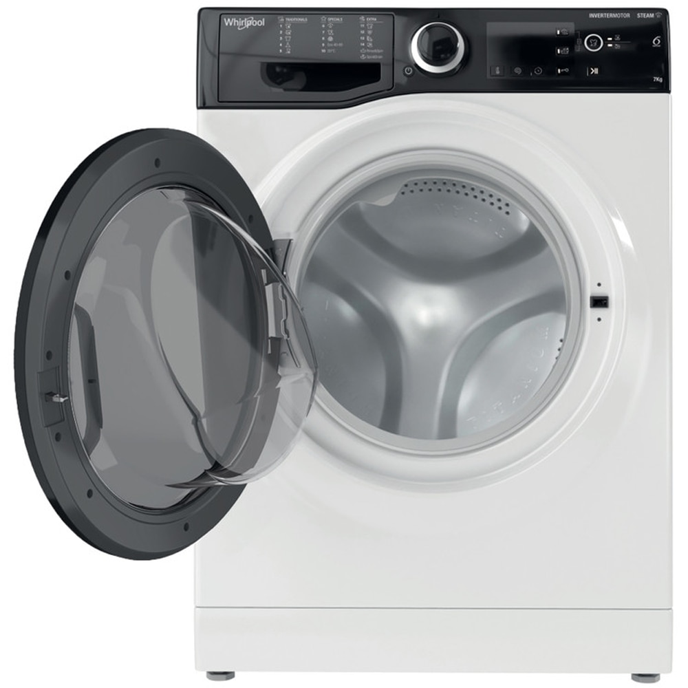 Masina de spalat rufe frontala slim WHIRLPOOL WRSB 7259 D EU, 6th Sense, Steam, 7 kg, 1200rpm, Clasa B, alb