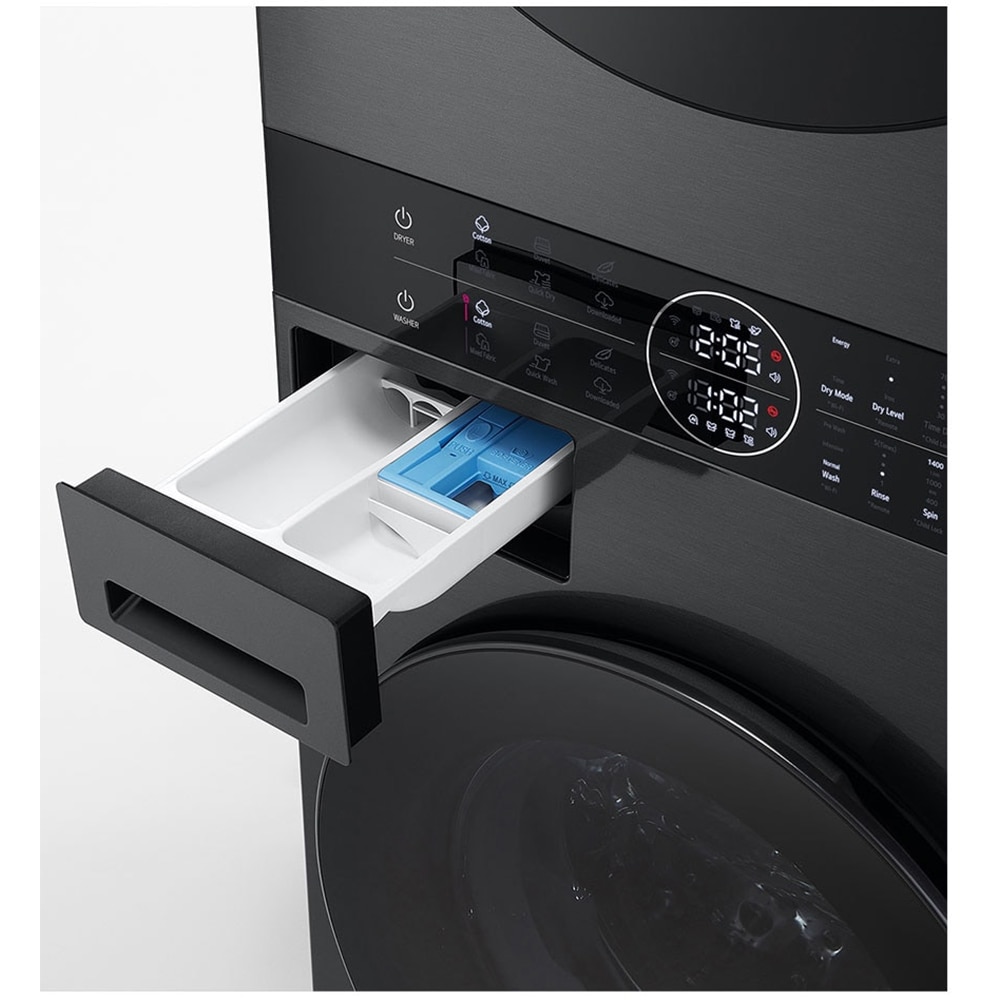 Masina de spalat rufe frontala cu uscator LG WashTower WT1210BBF, Steam, 12/10 kg, 1400 rpm, Clasa A/C, Wi-Fi, negru