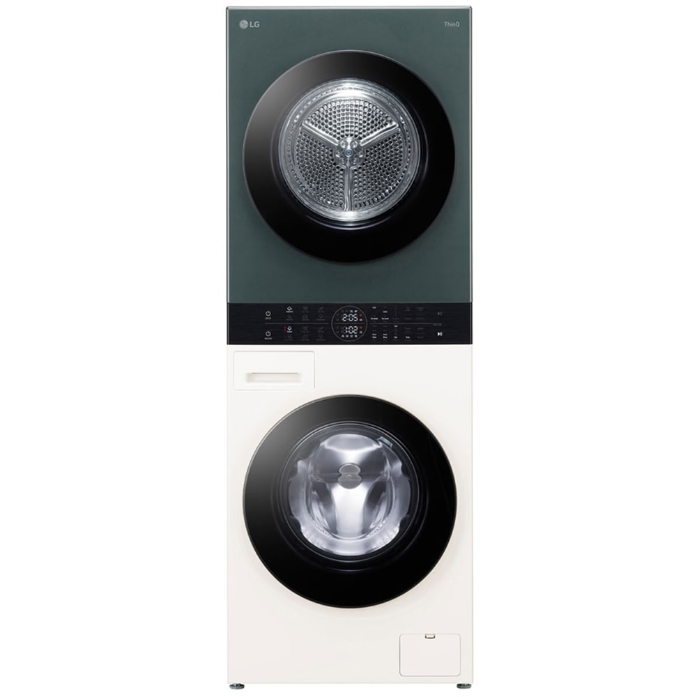 Masina de spalat rufe frontala cu uscator LG WashTower WT1210EGF, Steam, 12/10 kg, 1400 rpm, Clasa A/C, Wi-Fi, bej-verde