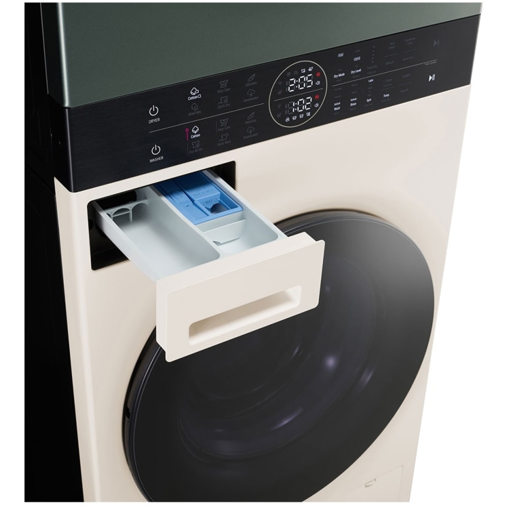 Masina de spalat rufe frontala cu uscator LG WashTower WT1210EGF, Steam, 12/10 kg, 1400 rpm, Clasa A/C, Wi-Fi, bej-verde