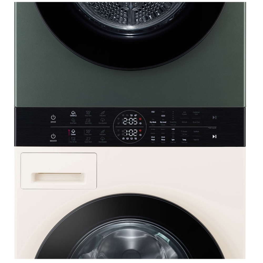Masina de spalat rufe frontala cu uscator LG WashTower WT1210EGF, Steam, 12/10 kg, 1400 rpm, Clasa A/C, Wi-Fi, bej-verde
