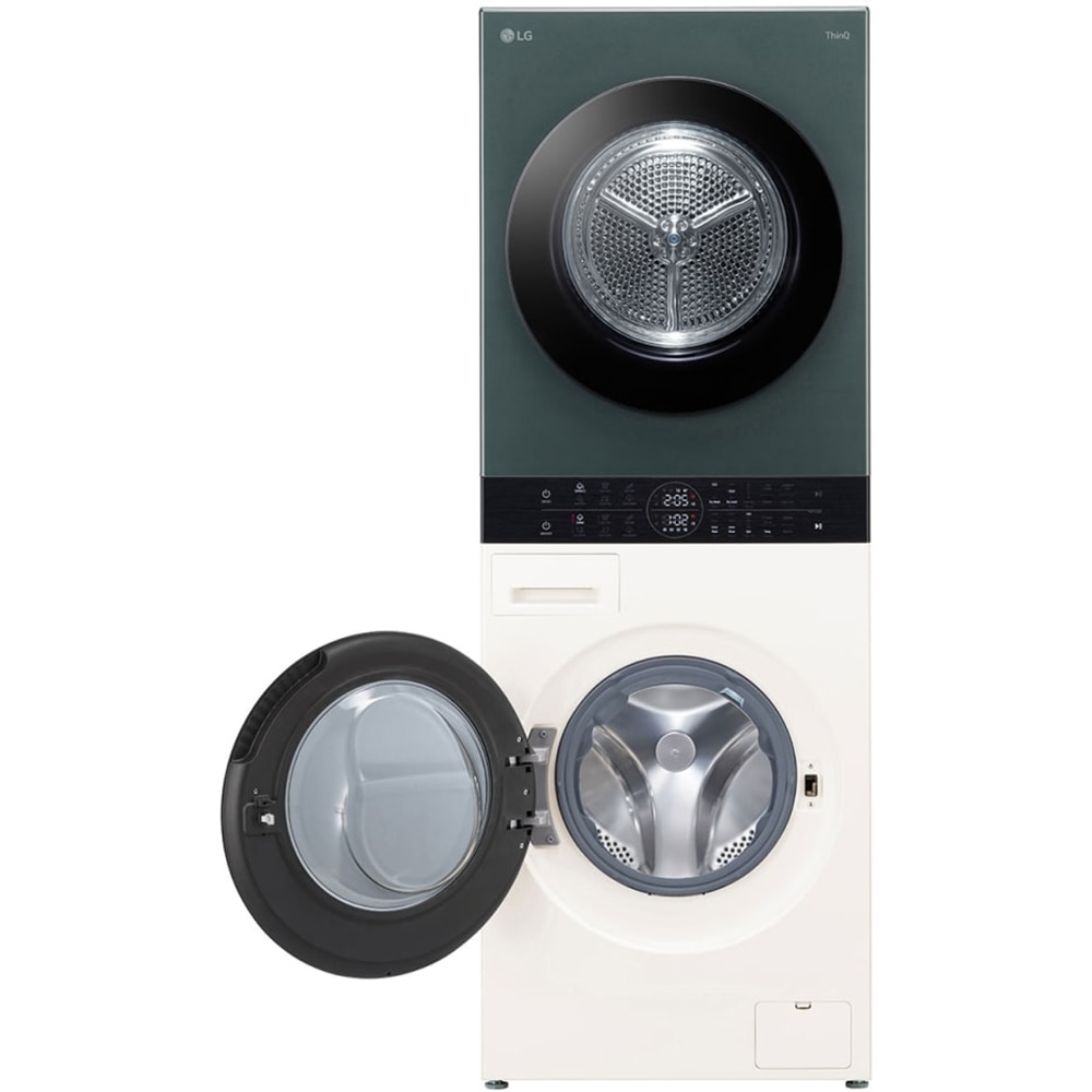 Masina de spalat rufe frontala cu uscator LG WashTower WT1210EGF, Steam, 12/10 kg, 1400 rpm, Clasa A/C, Wi-Fi, bej-verde