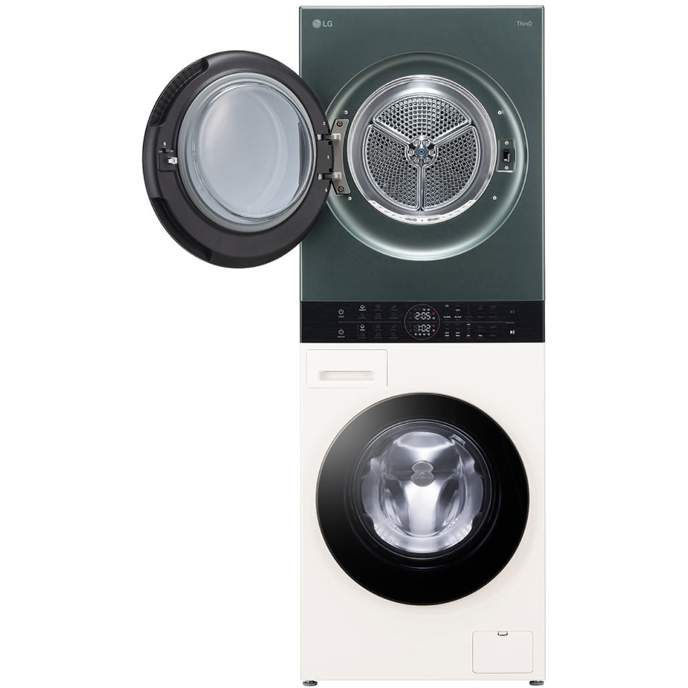 Masina de spalat rufe frontala cu uscator LG WashTower WT1210EGF, Steam, 12/10 kg, 1400 rpm, Clasa A/C, Wi-Fi, bej-verde