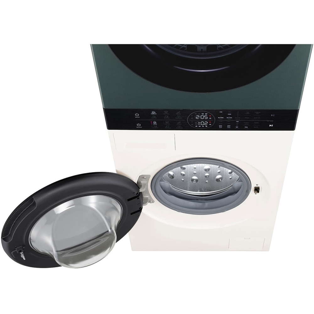 Masina de spalat rufe frontala cu uscator LG WashTower WT1210EGF, Steam, 12/10 kg, 1400 rpm, Clasa A/C, Wi-Fi, bej-verde