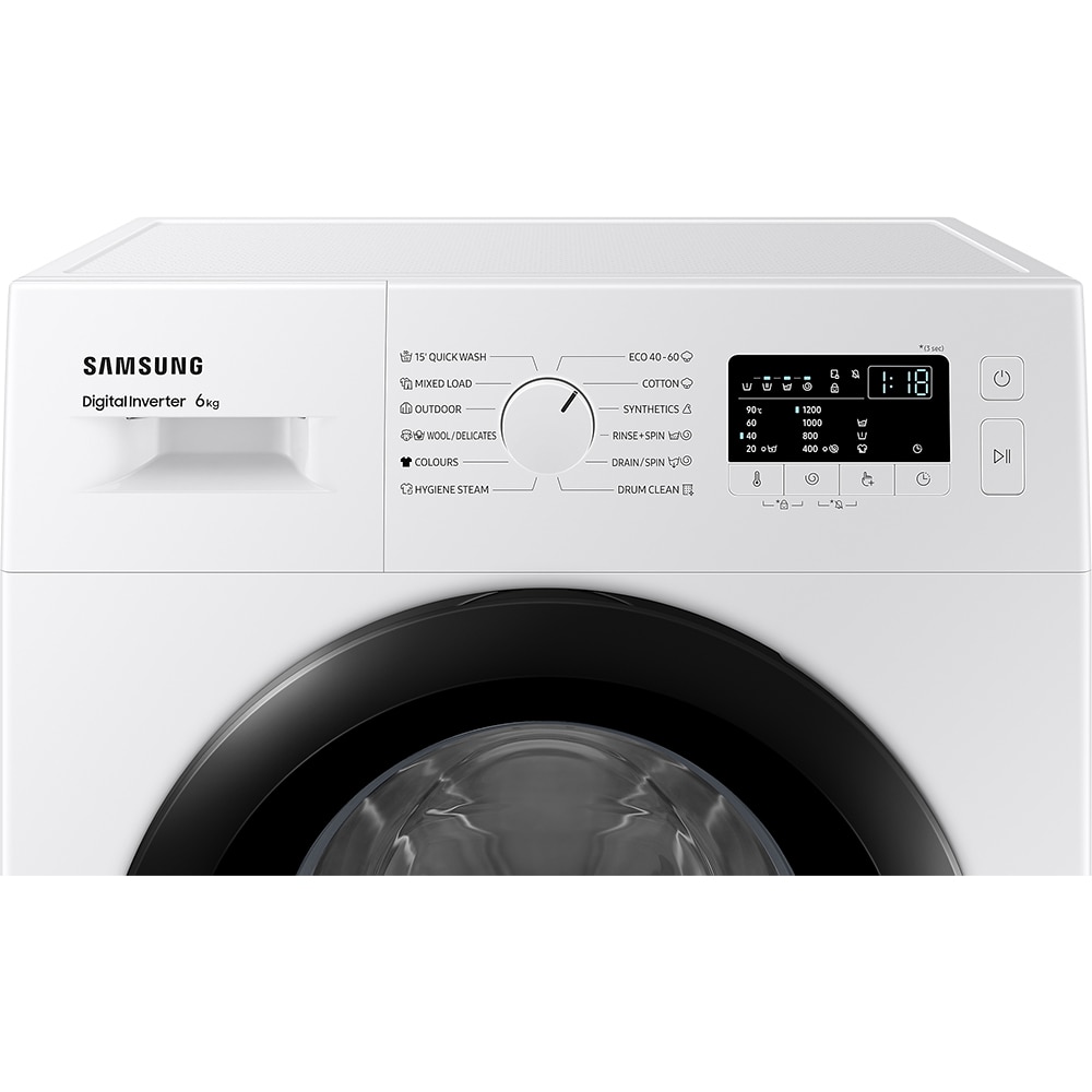 Masina de spalat rufe frontala slim SAMSUNG WW60A3120BE/LE, 6 kg, 1200rpm, Clasa C, alb
