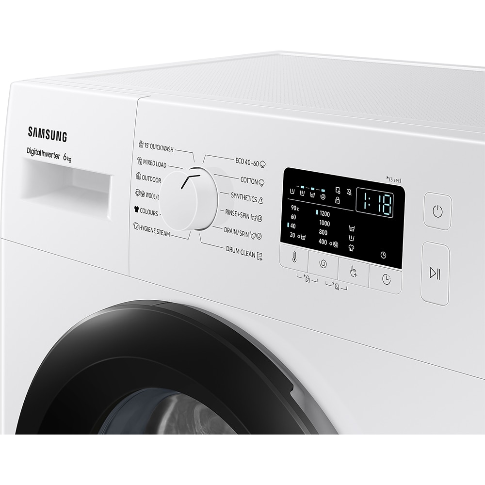 Masina de spalat rufe frontala slim SAMSUNG WW60A3120BE/LE, 6 kg, 1200rpm, Clasa C, alb
