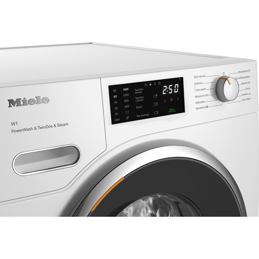 Masina de spalat rufe frontala MIELE WWG880 WCS PWash&TDos, SteamCare, 9 kg, 1400rpm, Clasa A, Wi-Fi, alb