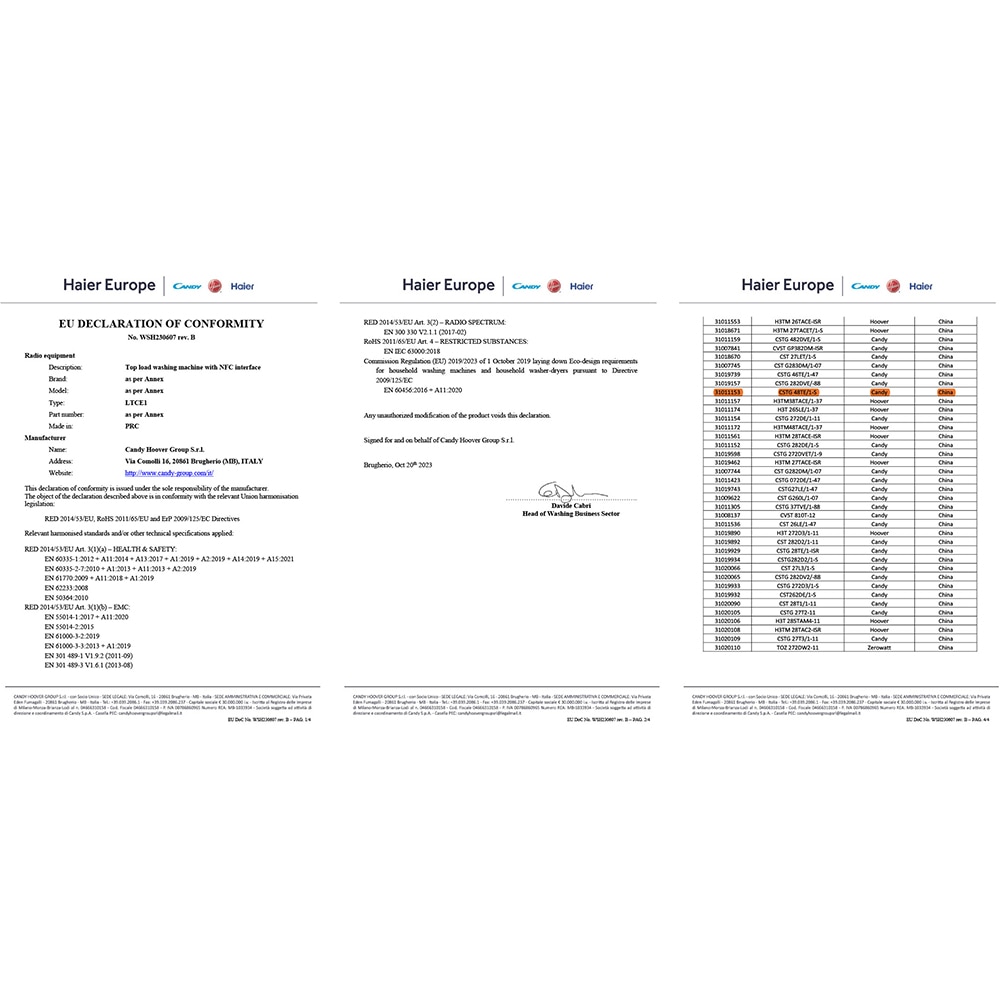 Masina de spalat rufe verticala CANDY Smart CSTG 48TE/1-S, 8 kg, 1400rpm, Clasa F, alb