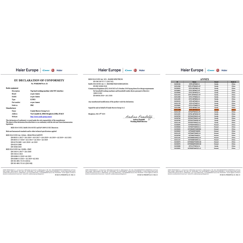 Masina de spalat rufe verticala CANDY Smart CSTG 48TME/1-S, 8 kg, 1400rpm, Clasa B, alb