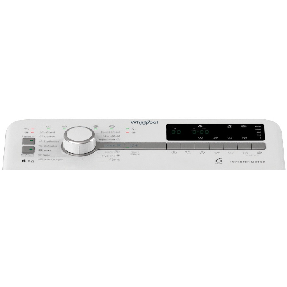 Masina de spalat rufe verticala WHIRLPOOL TDLR 6261BS EU/N, 6th Sense, 6 kg, 1200rpm, Clasa A, alb
