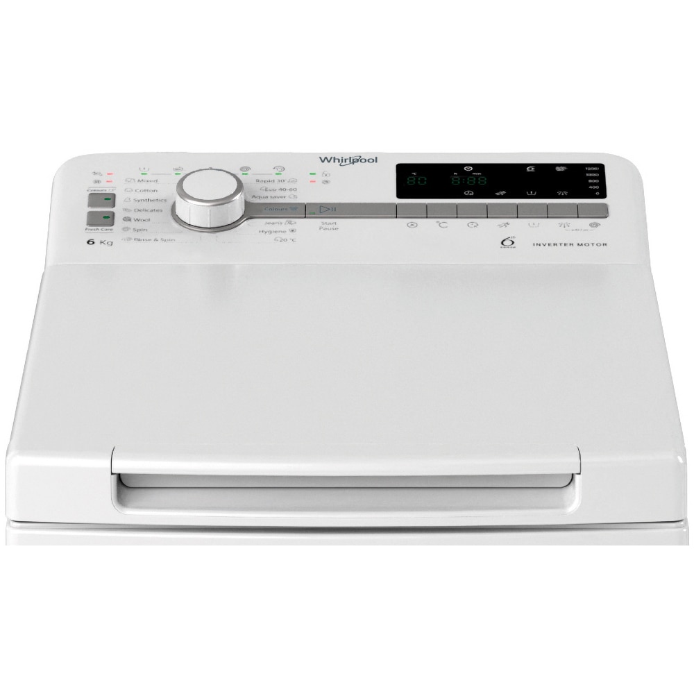 Masina de spalat rufe verticala WHIRLPOOL TDLR 6261BS EU/N, 6th Sense, 6 kg, 1200rpm, Clasa A, alb