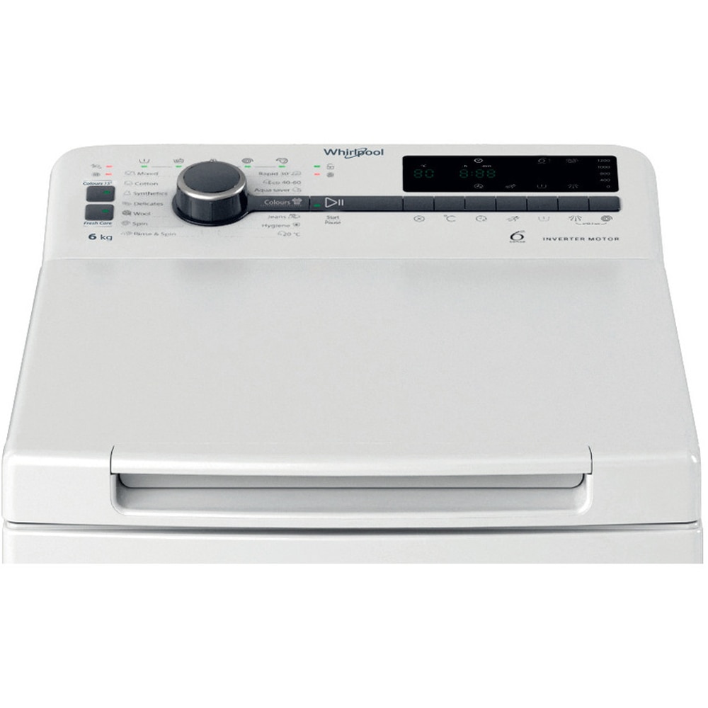 Masina de spalat rufe verticala WHIRLPOOL TDLRB 6261BS EU/N, 6th Sense, 6 kg, 1200rpm, Clasa A, alb