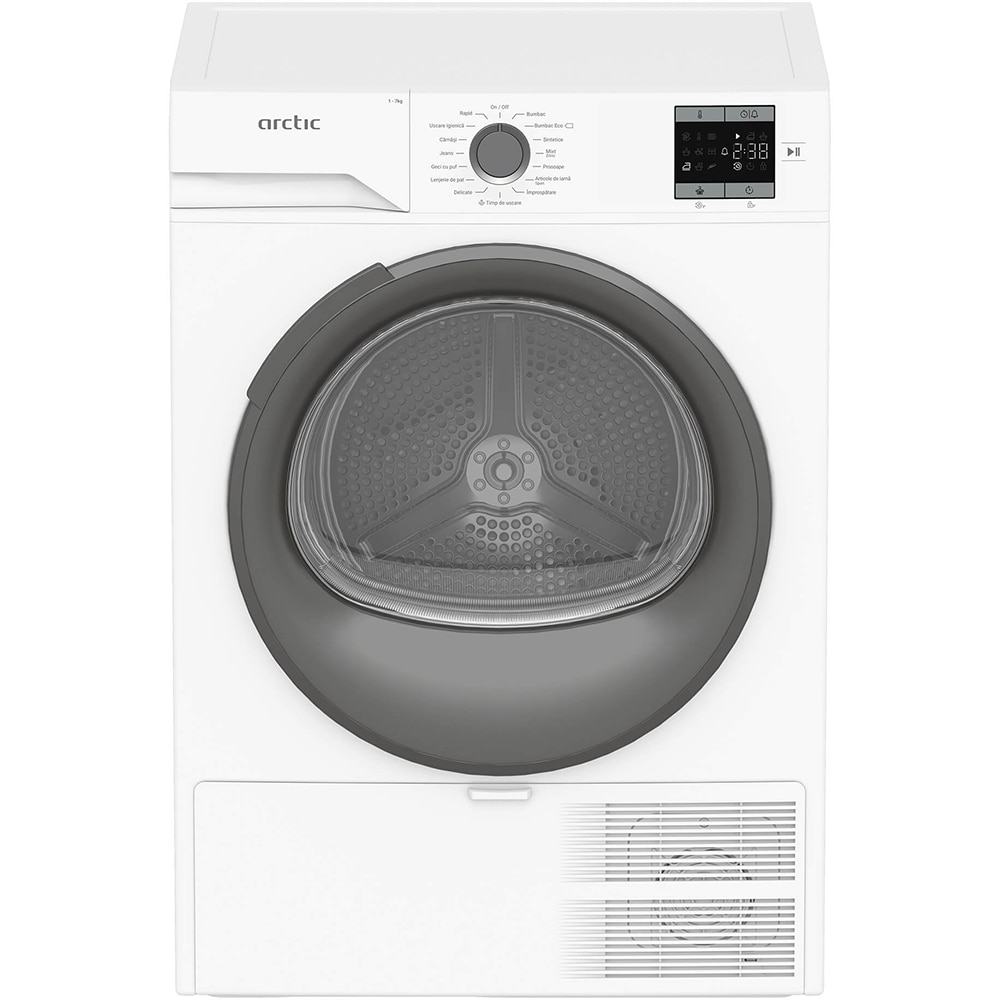 Uscator de rufe ARCTIC A2T17239W, Pompa de caldura, 7 kg, 15 programe, Clasa D, alb