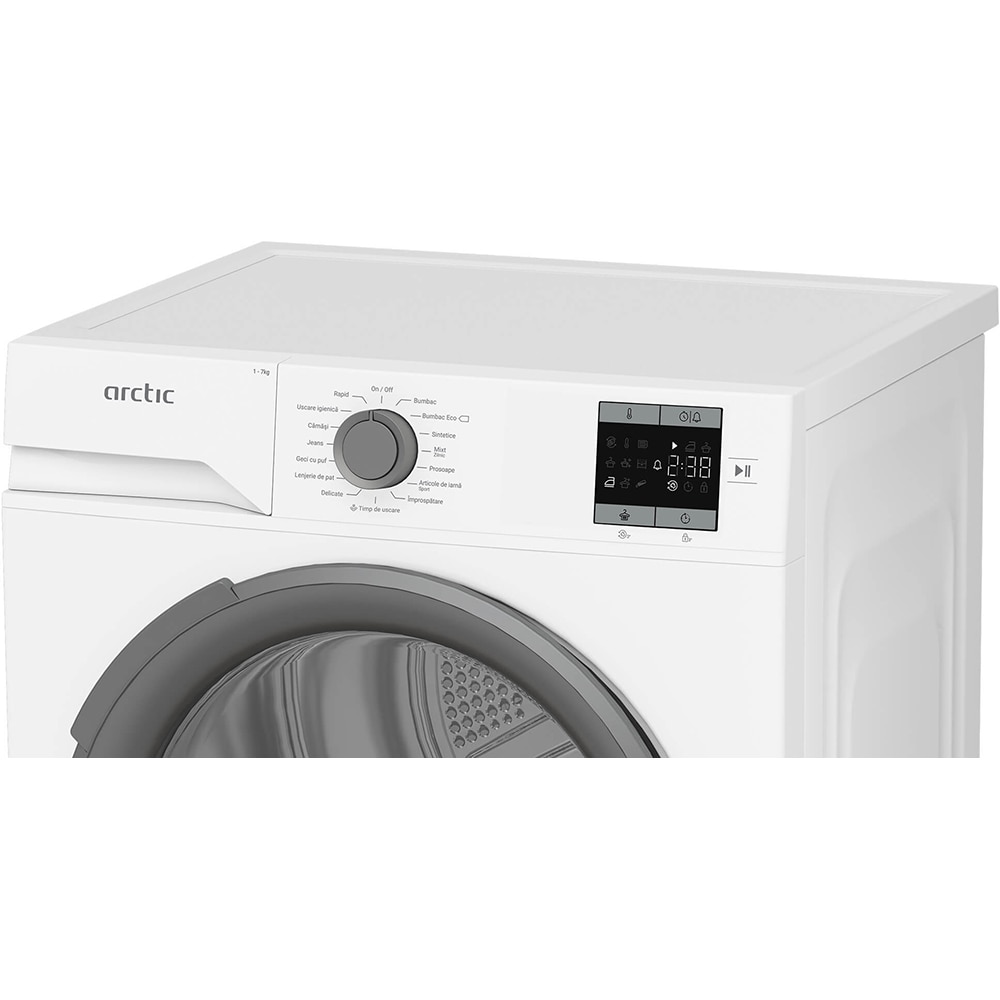 Uscator de rufe ARCTIC A2T17239W, Pompa de caldura, 7 kg, 15 programe, Clasa D, alb