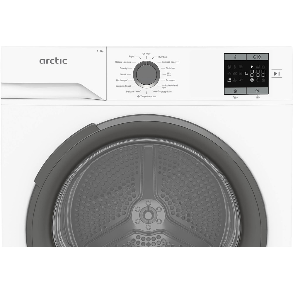 Uscator de rufe ARCTIC A2T17239W, Pompa de caldura, 7 kg, 15 programe, Clasa D, alb