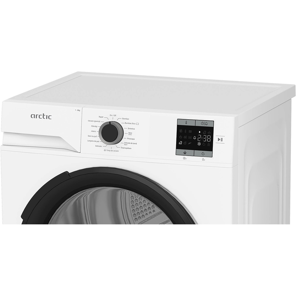 Uscator de rufe ARCTIC A2T18239W, Pompa de caldura, 8 kg, 15 programe, Clasa D, alb