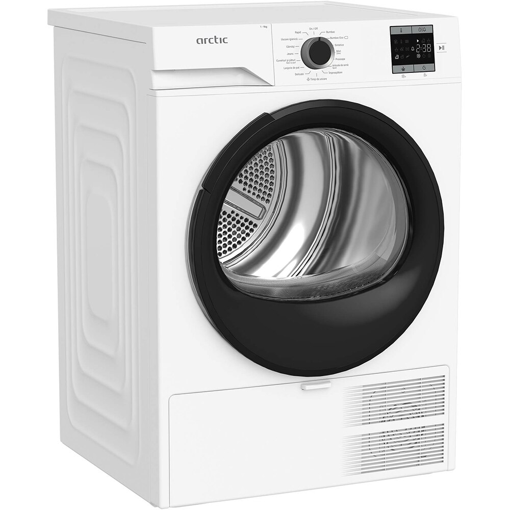 Uscator de rufe ARCTIC A2T19239W, Pompa de caldura, 9 kg, 15 programe, Clasa D, alb