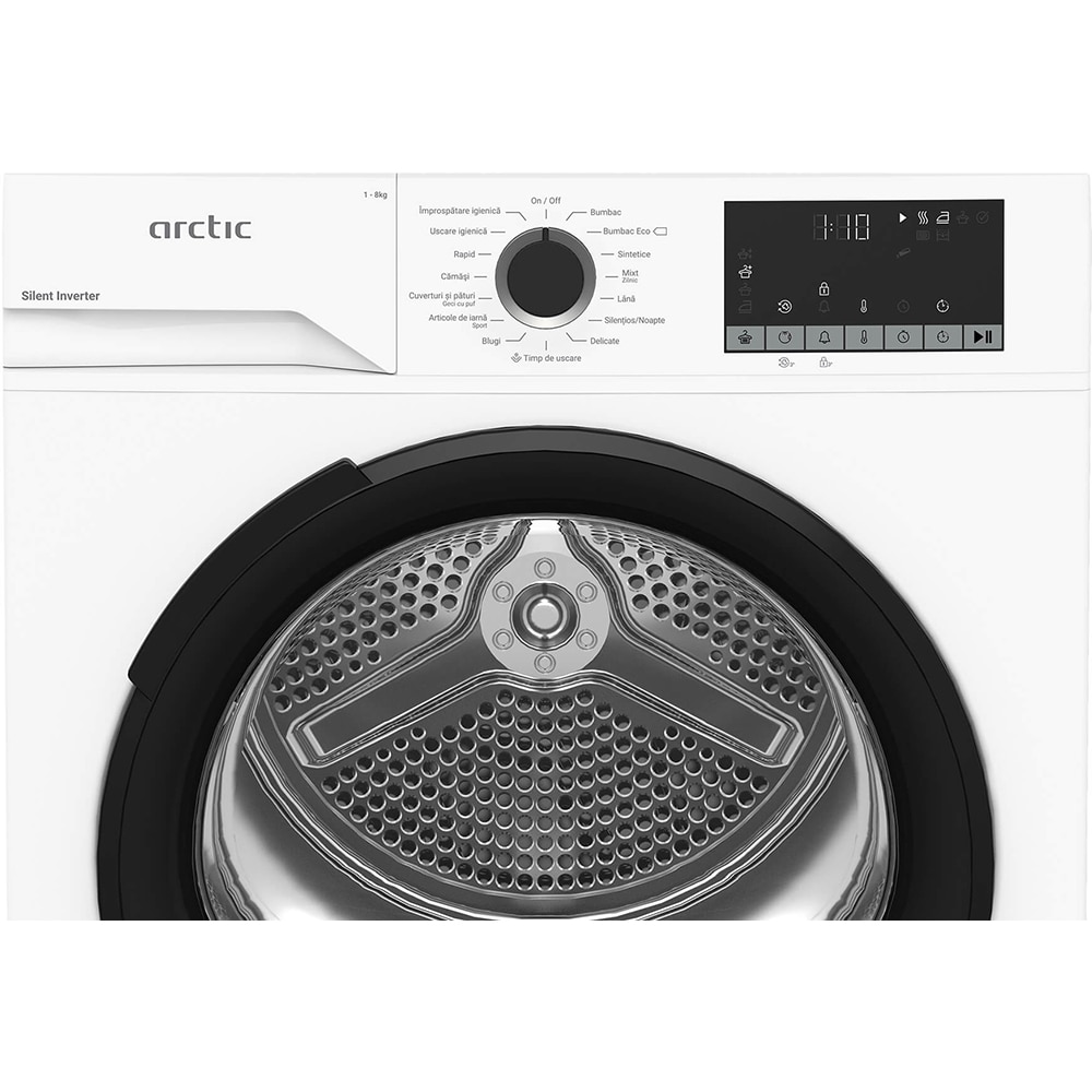Uscator de rufe ARCTIC A2T28249W, Pompa de caldura, 8 kg, 15 programe, Clasa C, alb