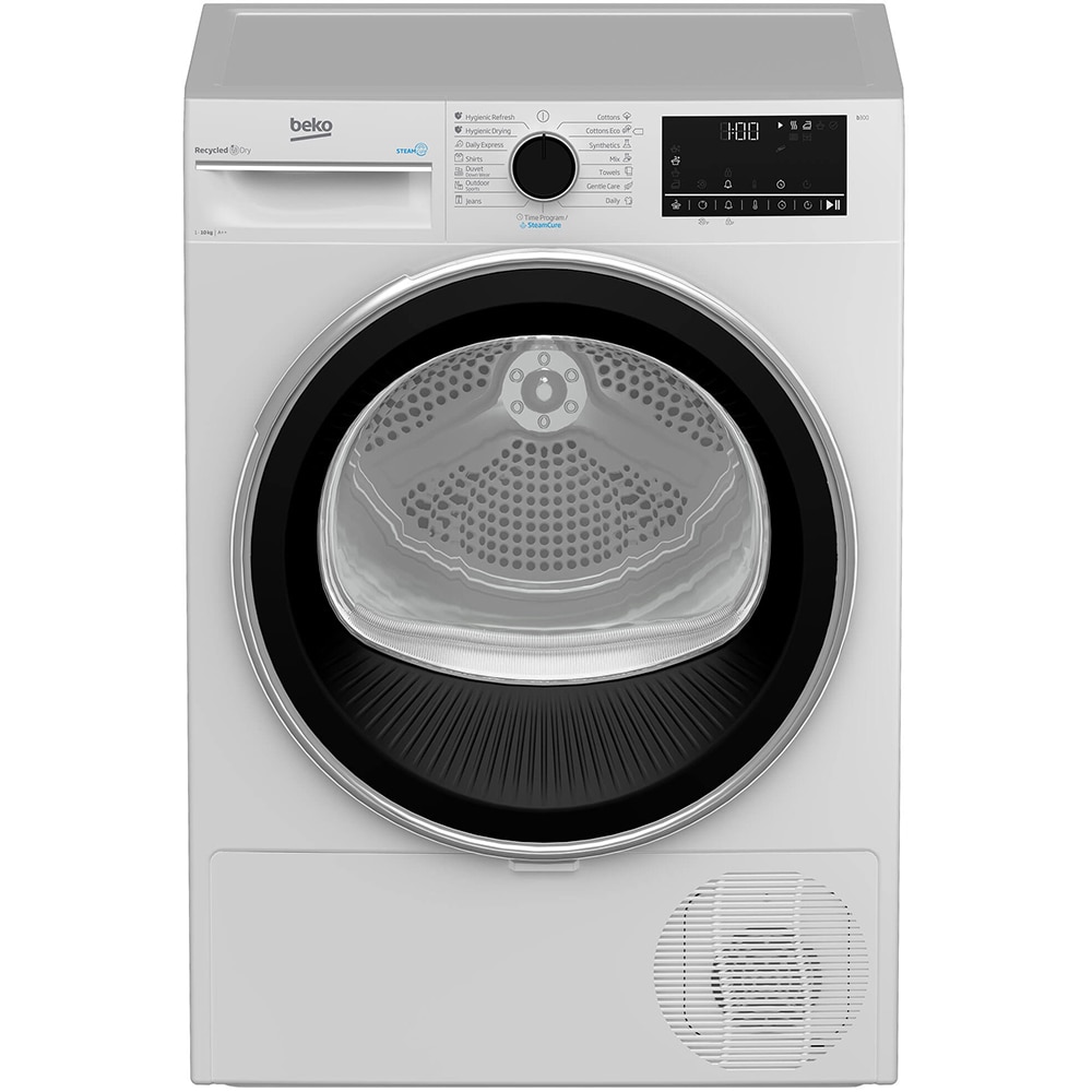 Uscator de rufe BEKO B3T60230, Pompa de caldura, 10 kg, 15 programe, Clasa E, alb