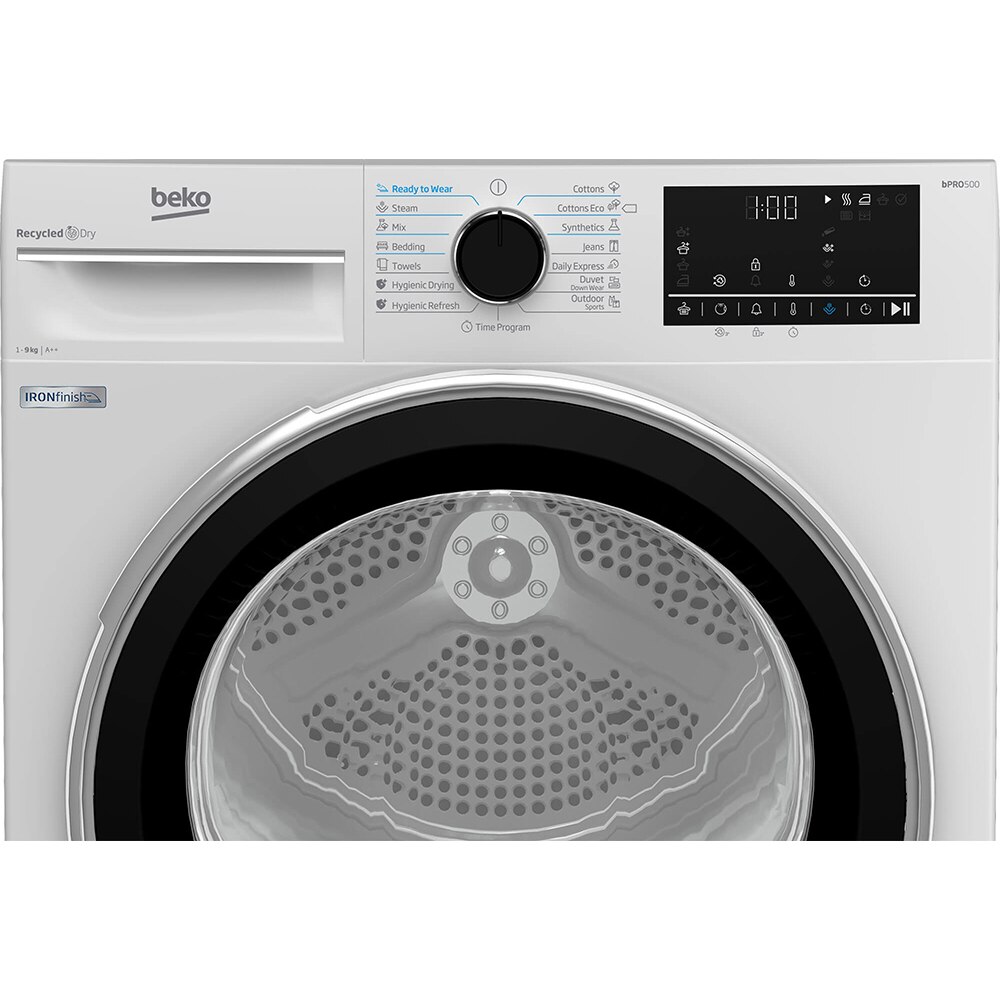 Uscator de rufe BEKO B5T69233, Pompa de caldura, 9kg, 15 programe, Clasa E, alb