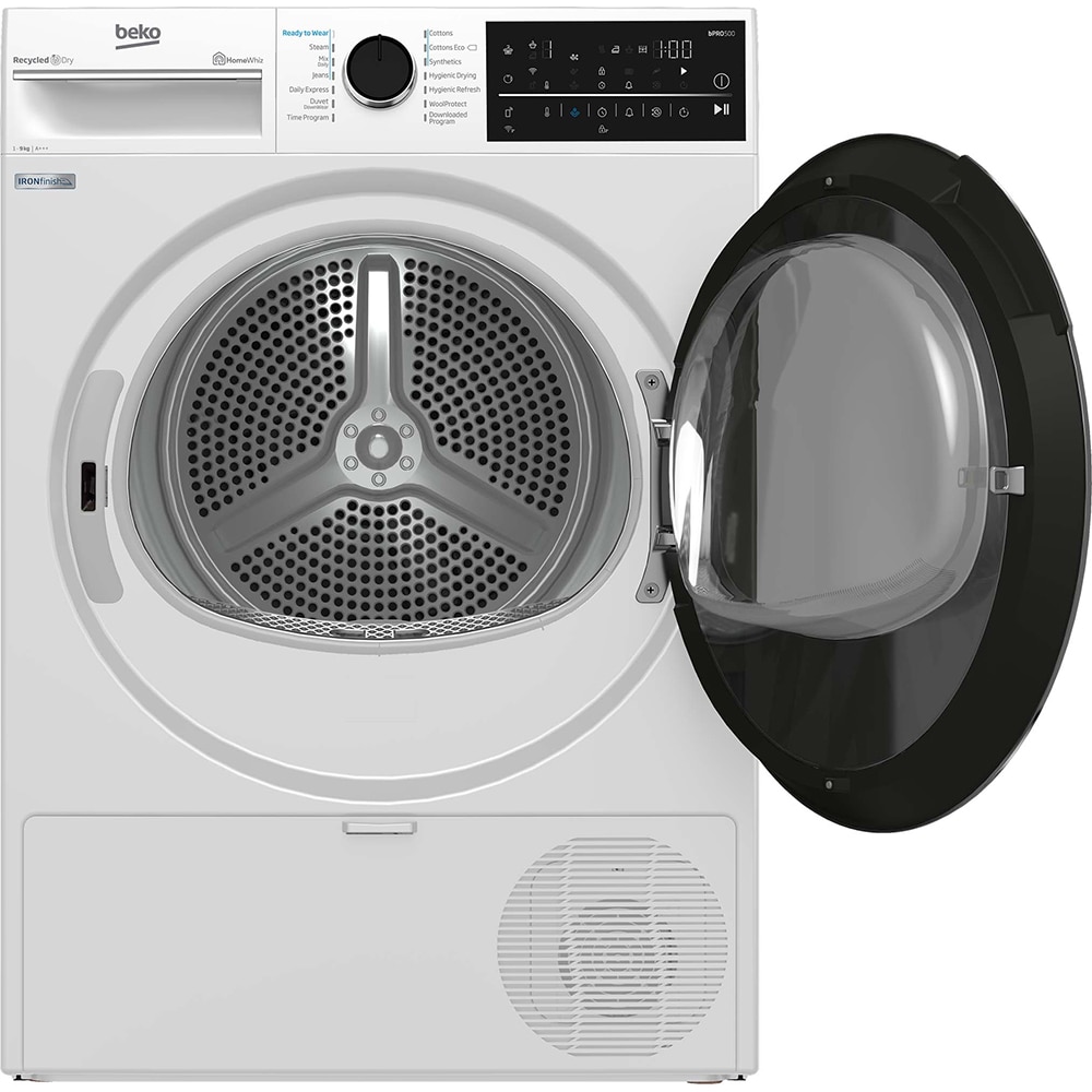 Uscator de rufe BEKO B5T89243W, HomeWhiz, Pompa de caldura, 9 kg, 14 programe, Clasa C, alb