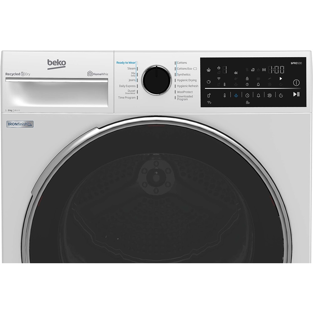 Uscator de rufe BEKO B5T89243W, HomeWhiz, Pompa de caldura, 9 kg, 14 programe, Clasa C, alb
