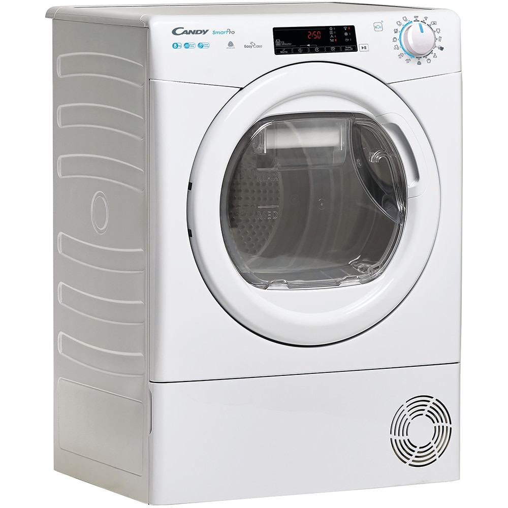 Uscator de rufe CANDY Smart Pro CSOE H8A2TE-S, Pompa de caldura, 8 kg, 14 programe, Clasa E, Wi-Fi, alb