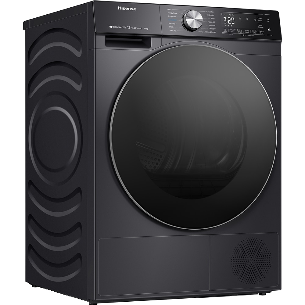Uscator de rufe HISENSE DH5S102BB, Pompa de caldura, 10 kg, 17 programe, Clasa C, Wi-Fi, negru