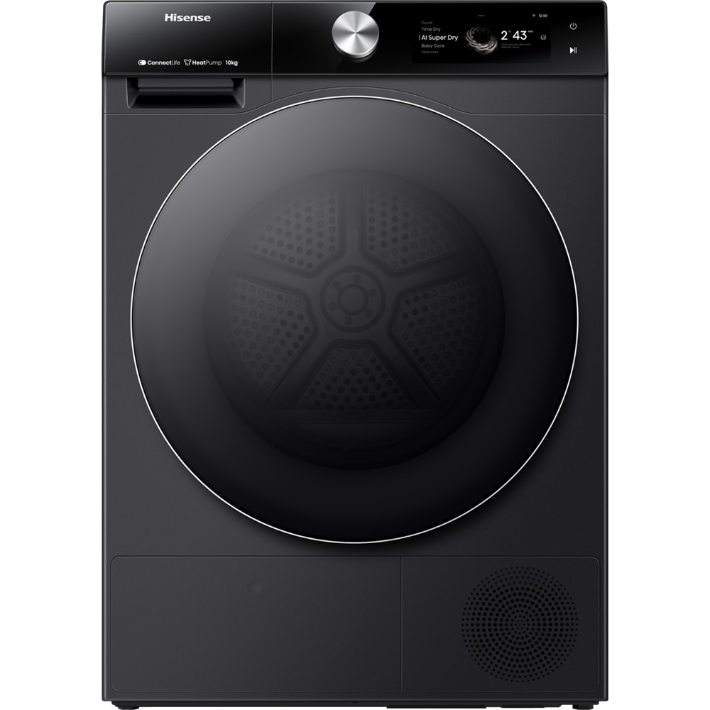 Uscator de rufe HISENSE DH7S107BB, Pompa de caldura, 10 kg, 20 programe, Clasa C, Wi-Fi, negru